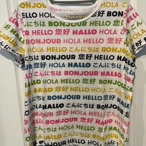 Colorful Kate Spade Multilingual Greeting T-Shirt